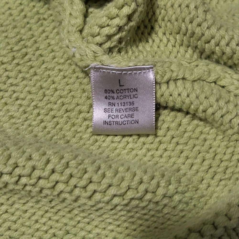 Women's Green Cardigan Cable Knit Buttons Pockets Casual Cottagecore Boho Large - Picture 14 of 14